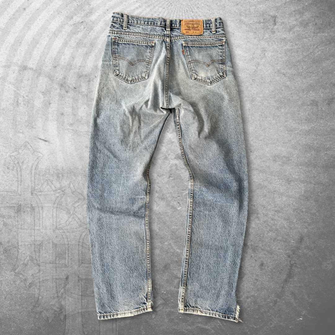 Faded Levi’s 505 Orange Tab Jeans 1990s (34x32)