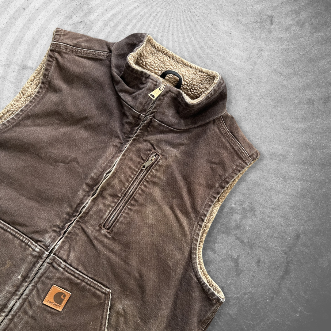 Faded Mocha Brown Carhartt Work Vest 2000s (M)