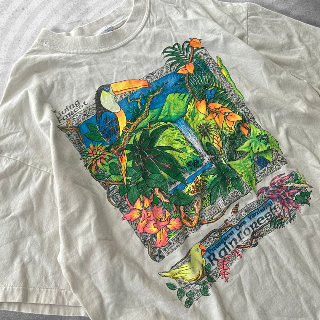 Bone White Rainforest Cafe Shirt 1990s (XL)