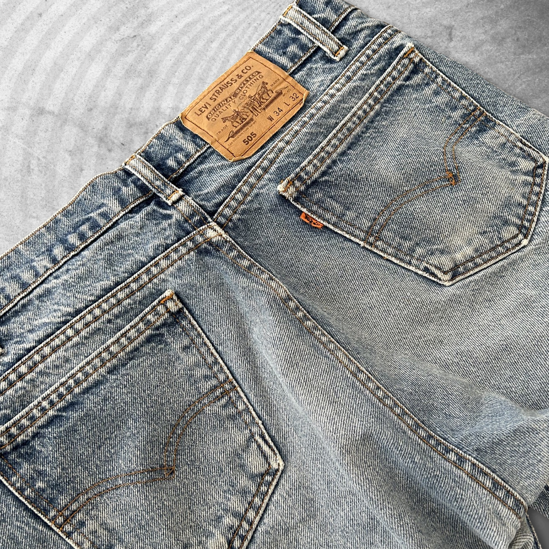 Faded Levi’s 505 Orange Tab Jeans 1990s (34x32)