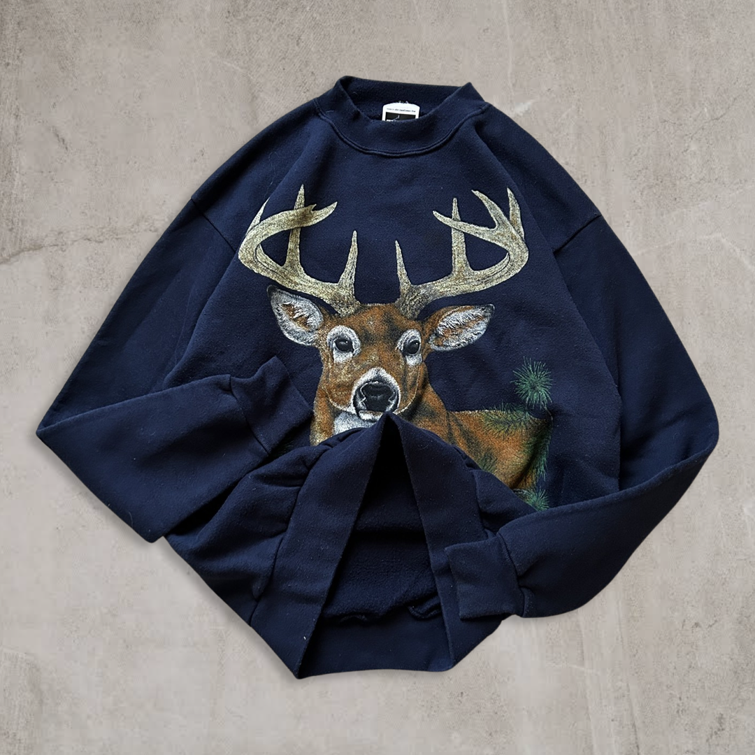Navy Deer Sweatshirt 1990s (M)
