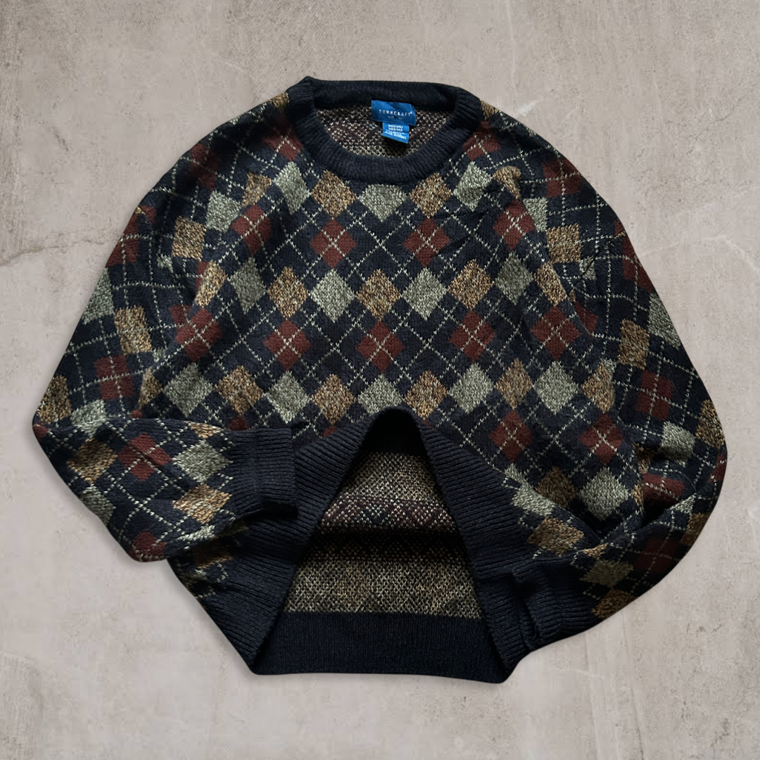 Earth Tone Pattern Sweater 1990s (M)