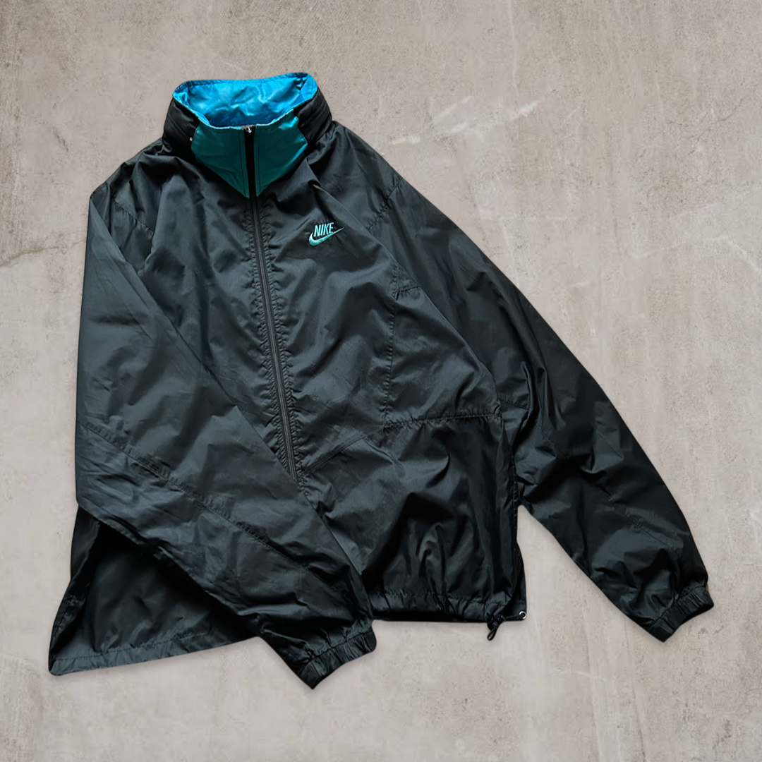 Black/Teal Nike Track Jacket 1990s (L)