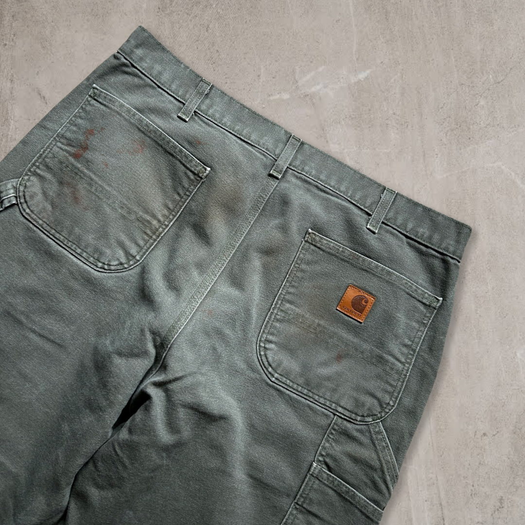 Distressed Moss Green Carhartt Carpenter Pants 2000s (36x32)