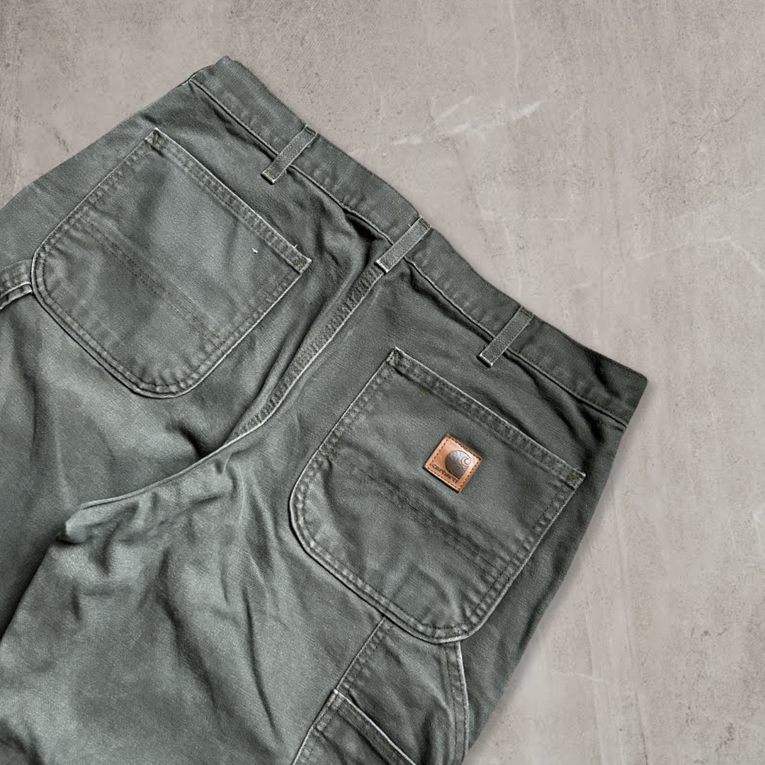 Faded Moss Green Carhartt Carpenter Pants 2000s (34x30)