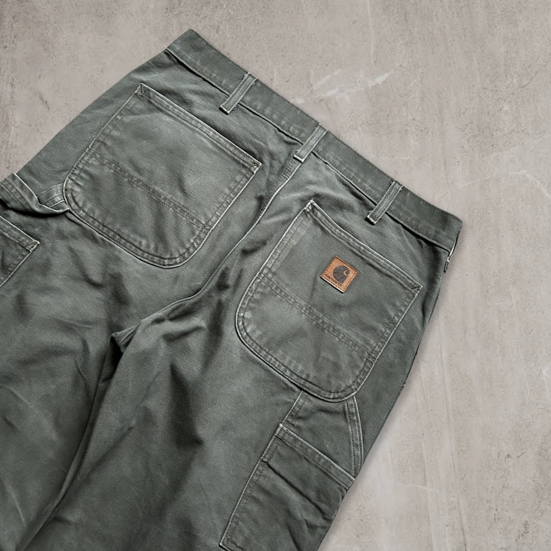 Faded Olive Green Carhartt Carpenter Pants 2000s (32x32)