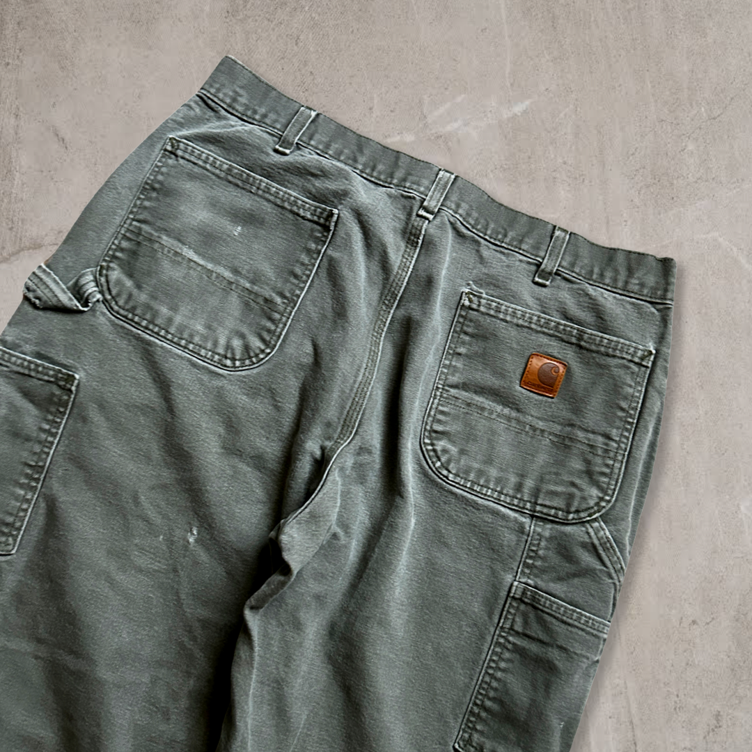 Distressed Olive Green Carhartt Carpenter Pants 2000s (36x32)