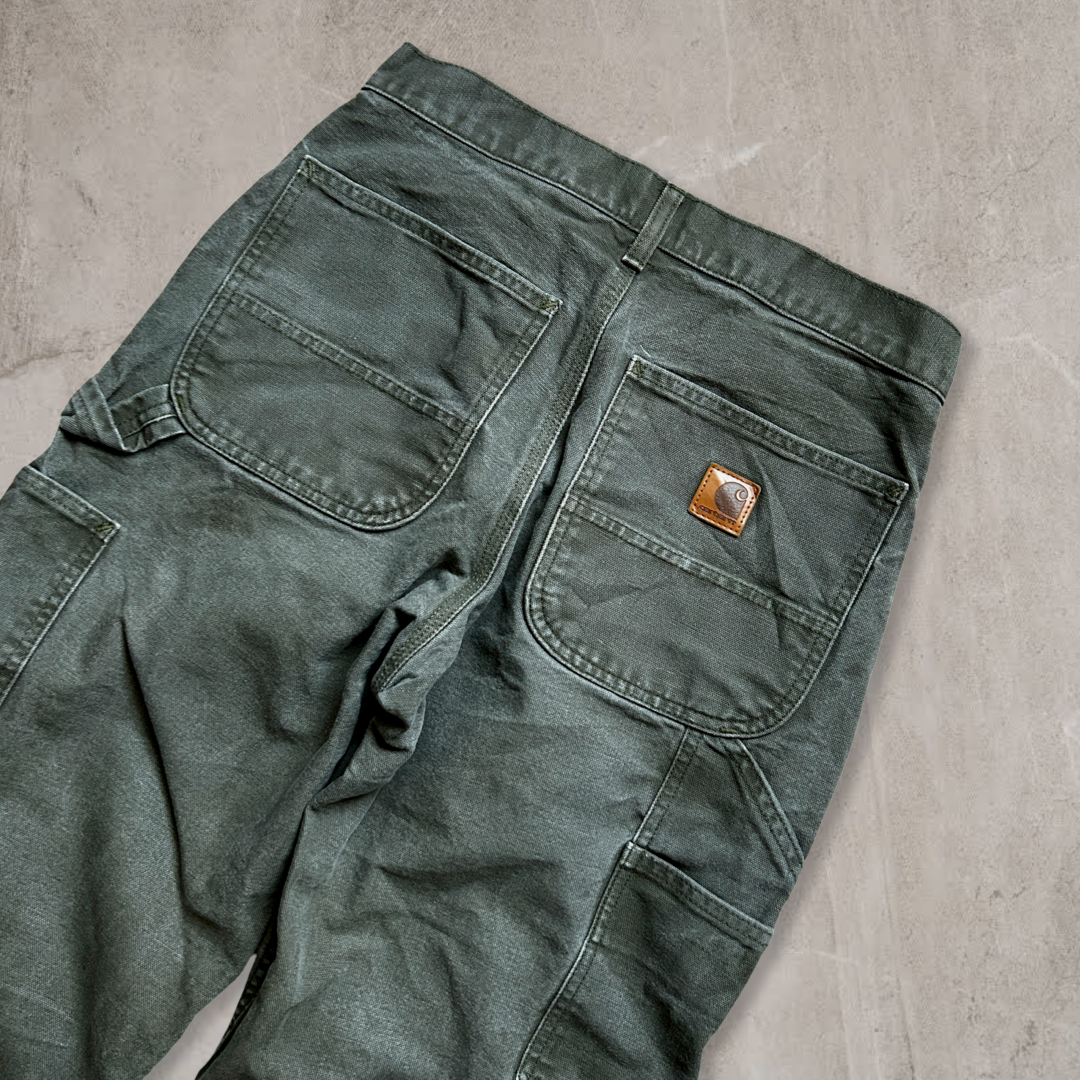 Faded Moss Green Carhartt Carpenter Pants 2000s (31x30)