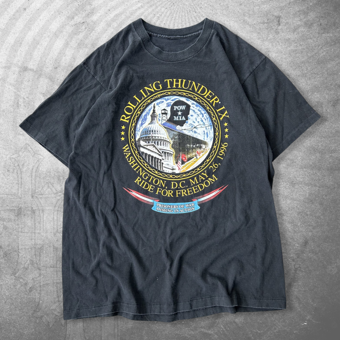 Black Harley Rolling Thunder Shirt 1990s (XL)
