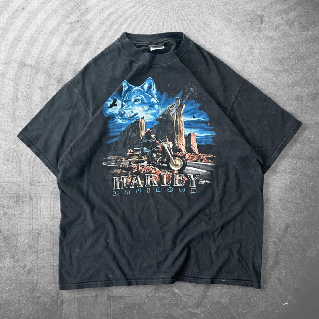 Black Harley Wolf Shirt 1990s (XL)