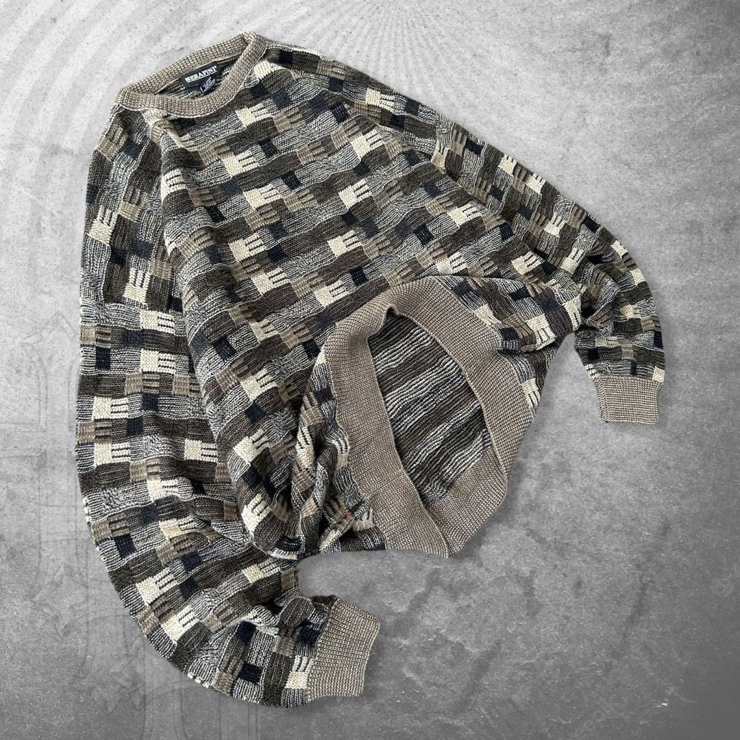 Earth Tone Pattern Sweater 1990s (XL)