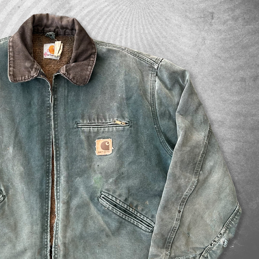 Thrashed Faded Moss Green Carhartt Detroit Jacket 1990s (M/L)
