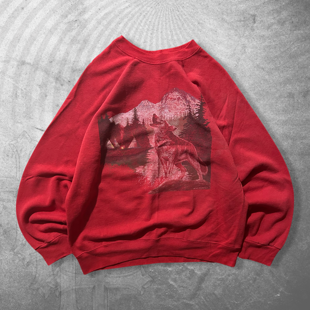 Faded Red Wolf Sweatshirt 1990s (M)