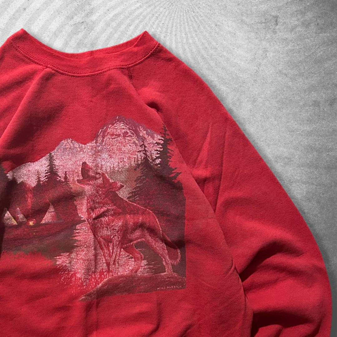 Faded Red Wolf Sweatshirt 1990s (M)