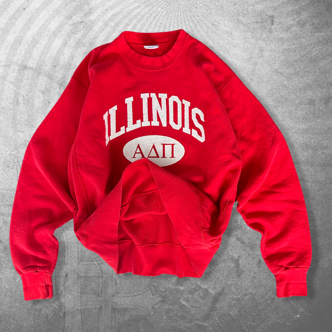 Red Illinois Fraternity Sweatshirt 1990s (XL)