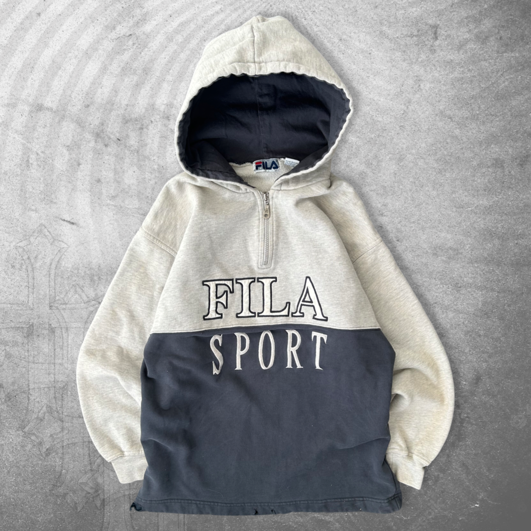 Two Tone Fila Quarter Zip Hoodie 1990s (S/M)
