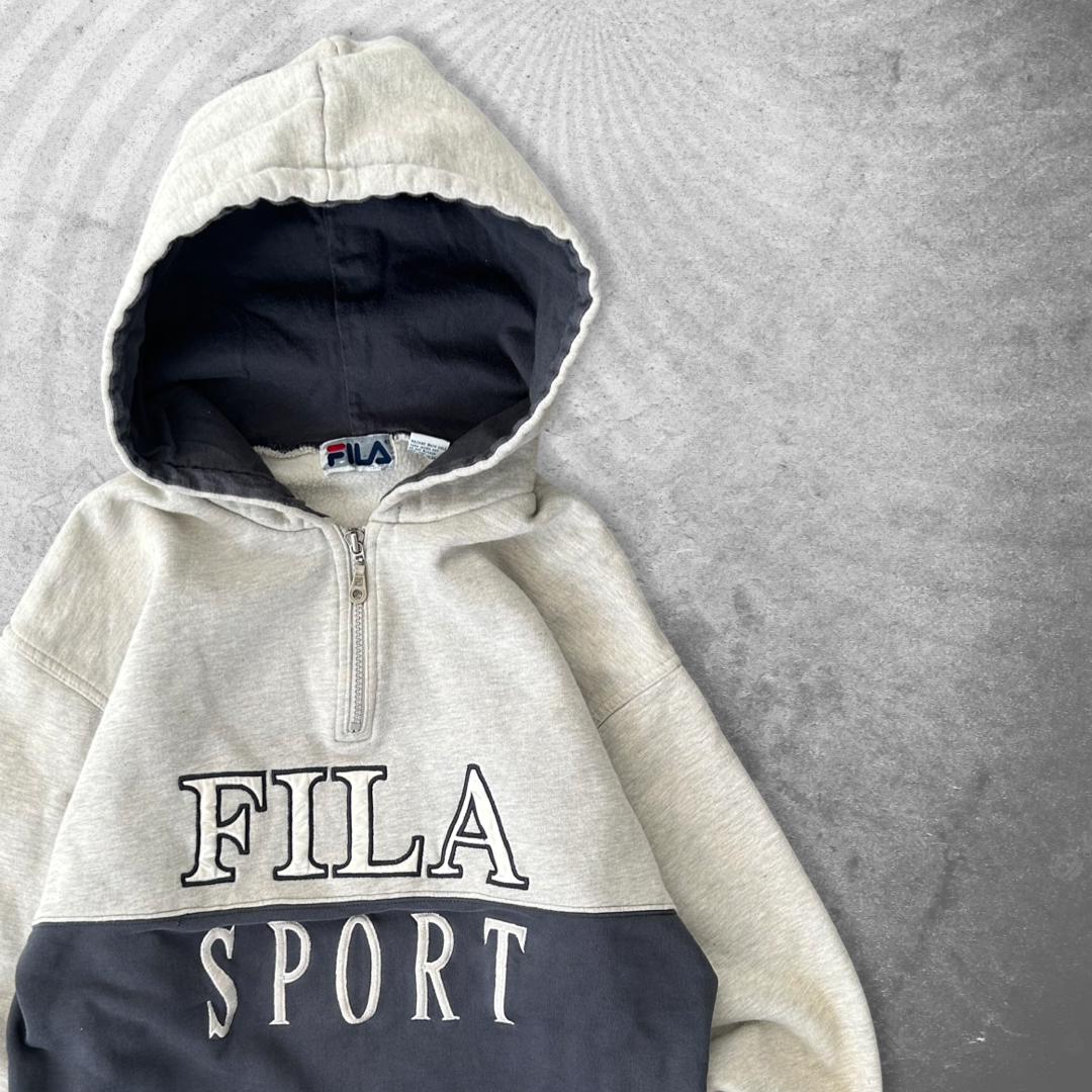Two Tone Fila Quarter Zip Hoodie 1990s (S/M)