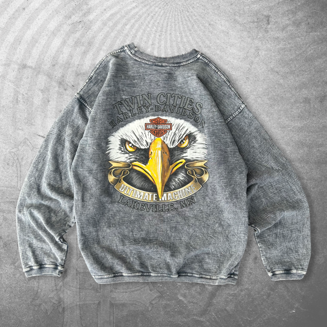 Faded Grey Harley Eagle Sweatshirt 2000s (M)