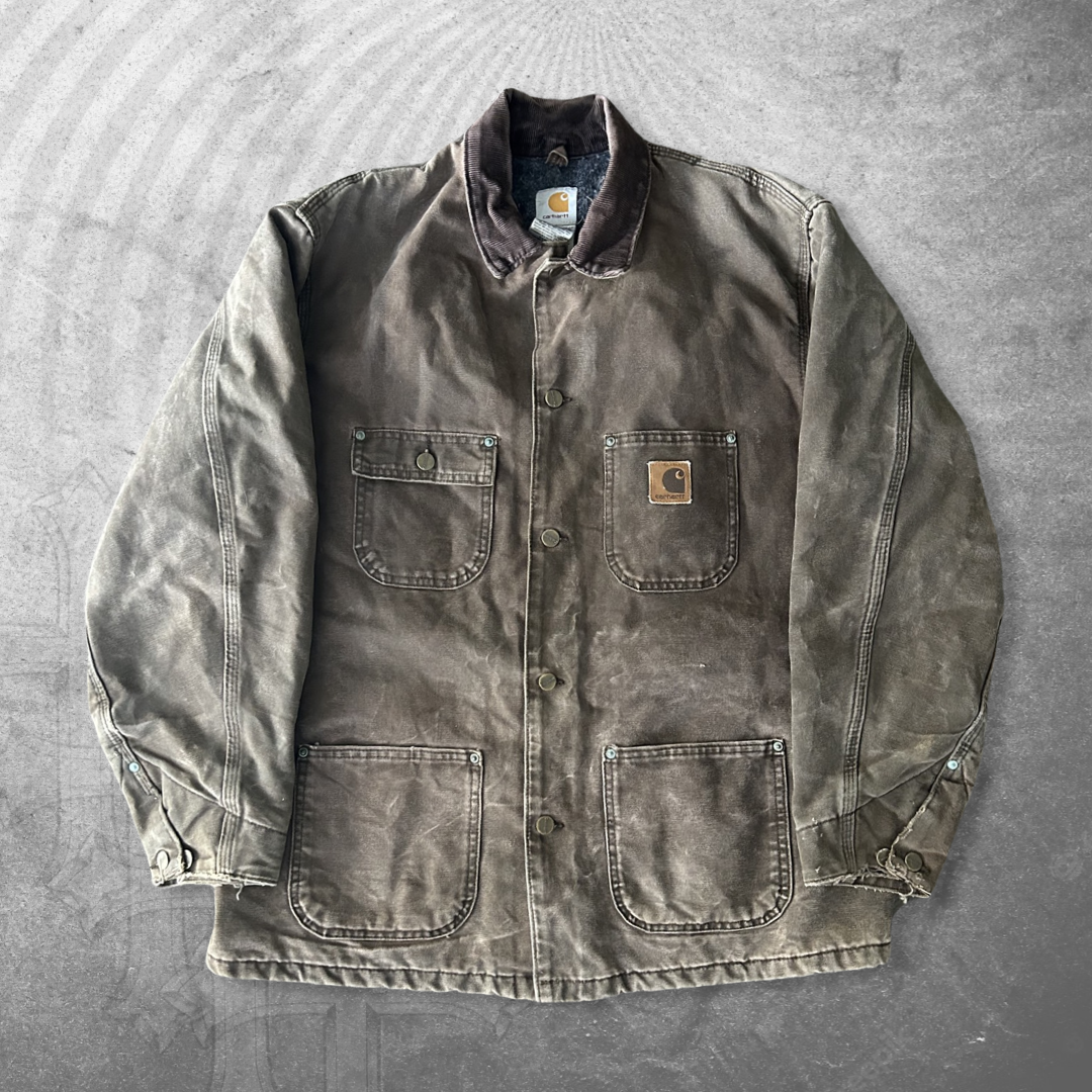 Faded Mocha Brown Carhartt Chore Coat 1990s (L/XL)