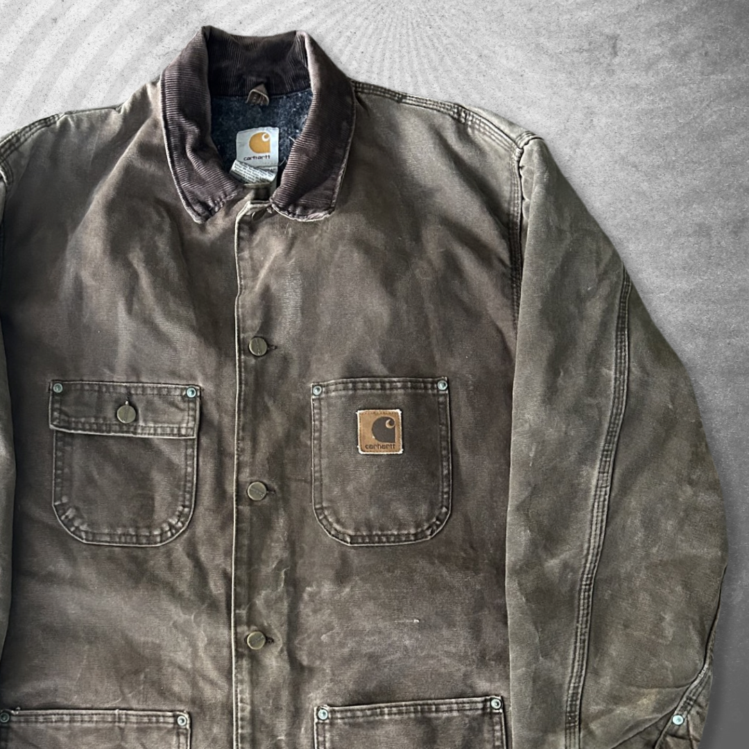 Faded Mocha Brown Carhartt Chore Coat 1990s (L/XL)