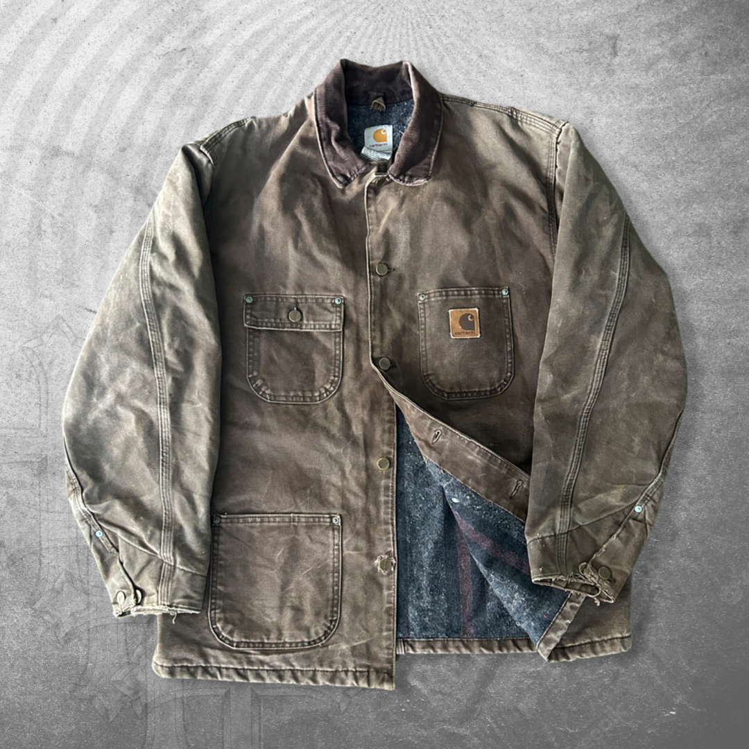 Faded Mocha Brown Carhartt Chore Coat 1990s (L/XL)