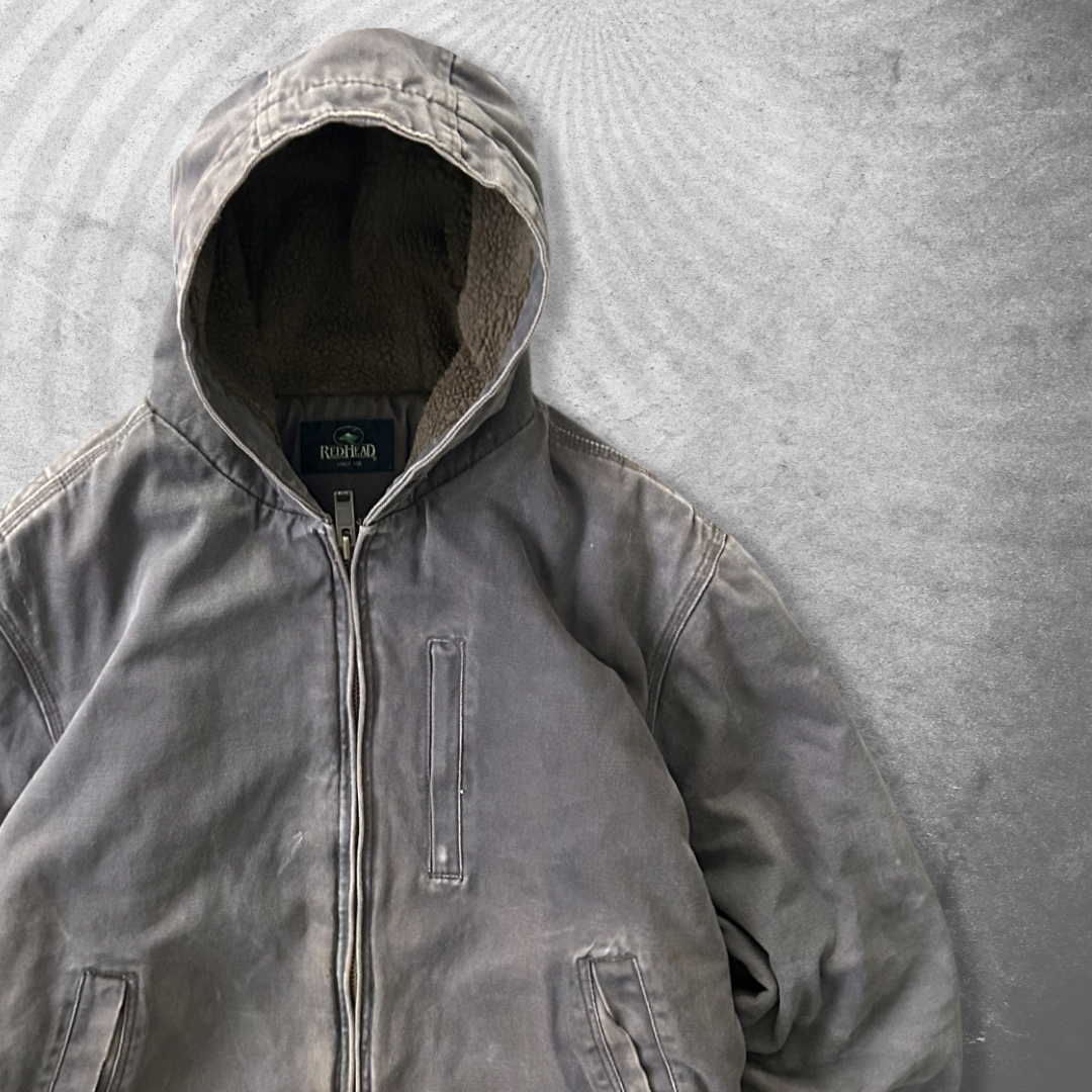 Faded Brown Hooded Work Jacket 1990s (XL)