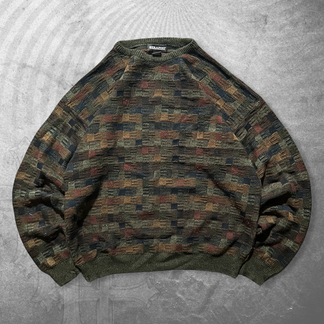 Earth Tone Pattern Sweater 1990s (XL)