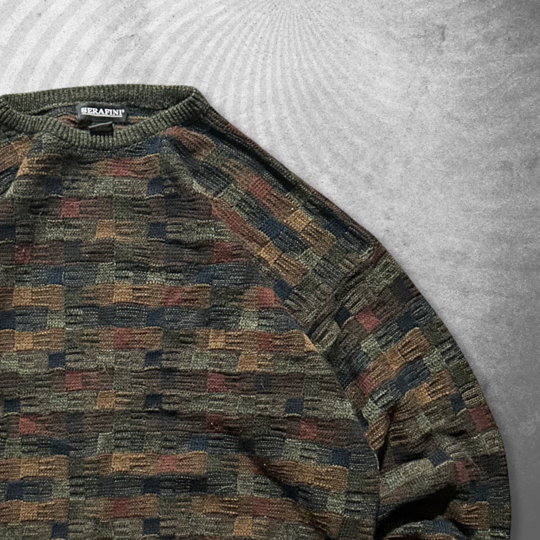 Earth Tone Pattern Sweater 1990s (XL)