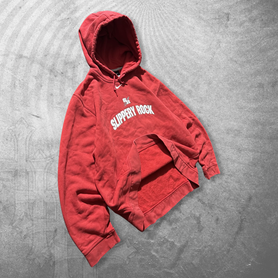 Red Slippery Rock Nike Center Swoosh Hoodie 2000s (XL)
