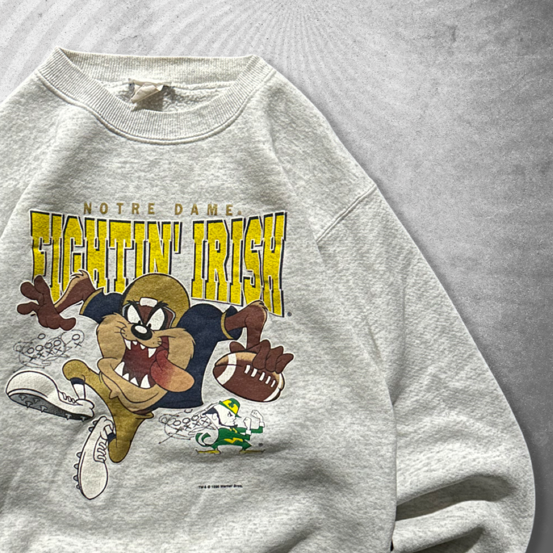 Grey Notre Dame Taz Sweatshirt 1990s (S)