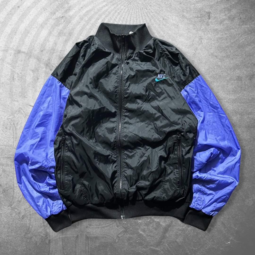 Black/Purple Nike Lined Windbreaker Bomber Jacket 1990s (M)