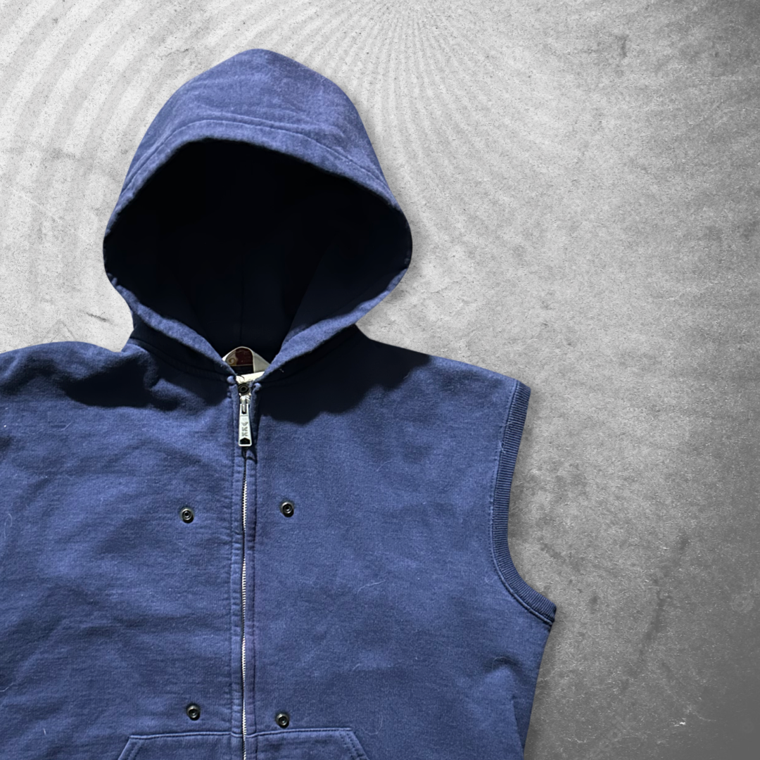 Navy Blue Carhartt Hooded Thermal Vest 1980s (XL)