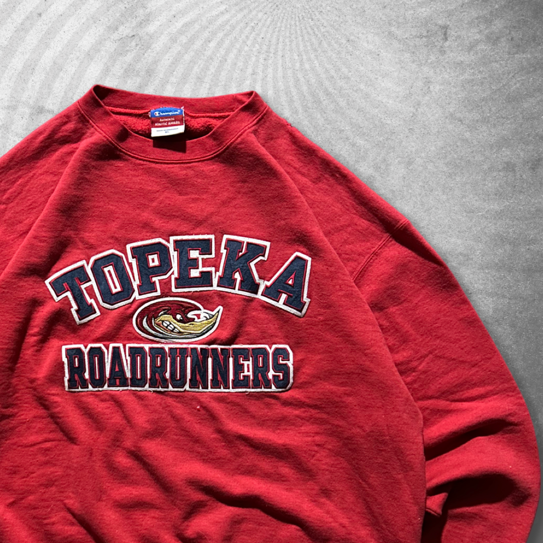 Red Champion Topeka Roadrunners Sweatshirt 2000s (XL)