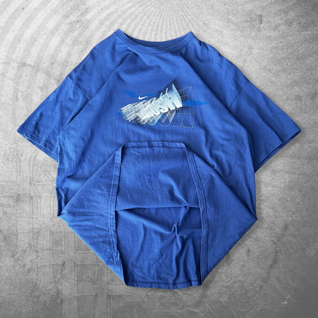 Blue Nike Y2K Swoosh Shirt 2000s (XL)