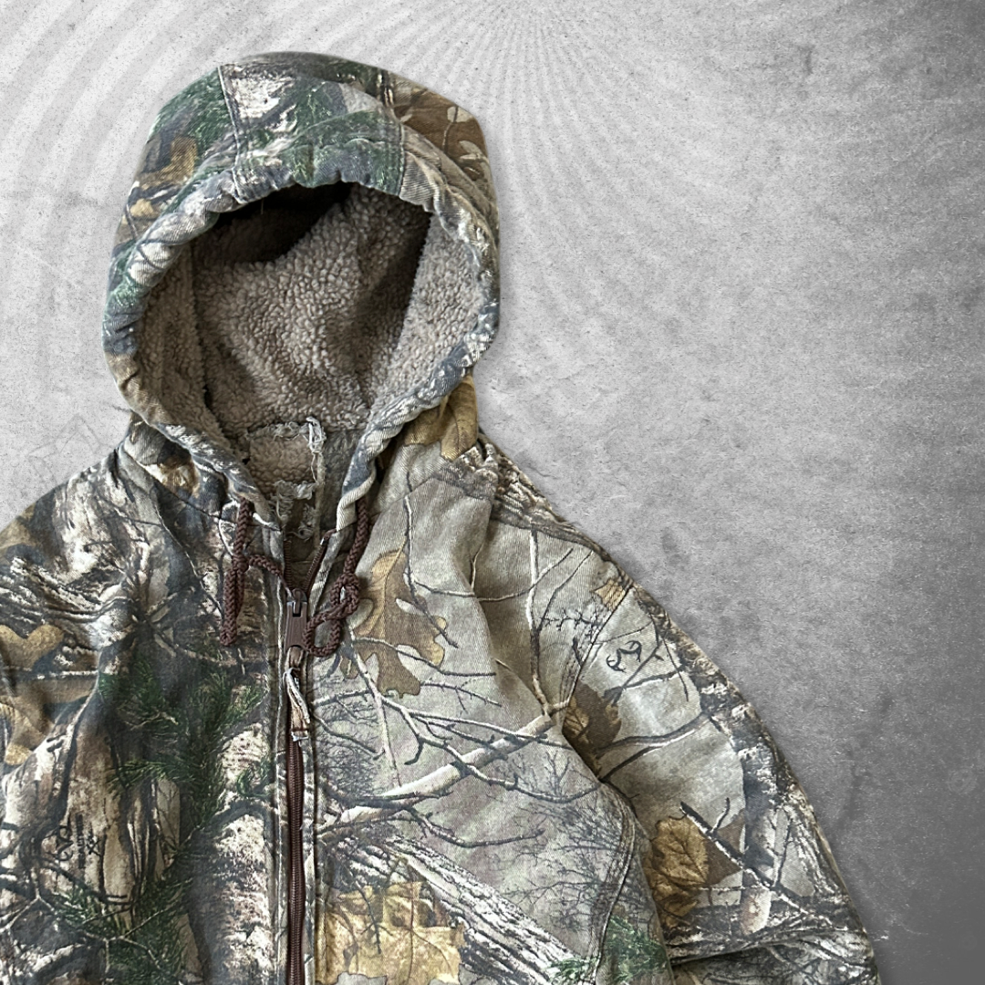 Camo Sherpa Lined Hooded Jacket 1990s (S)