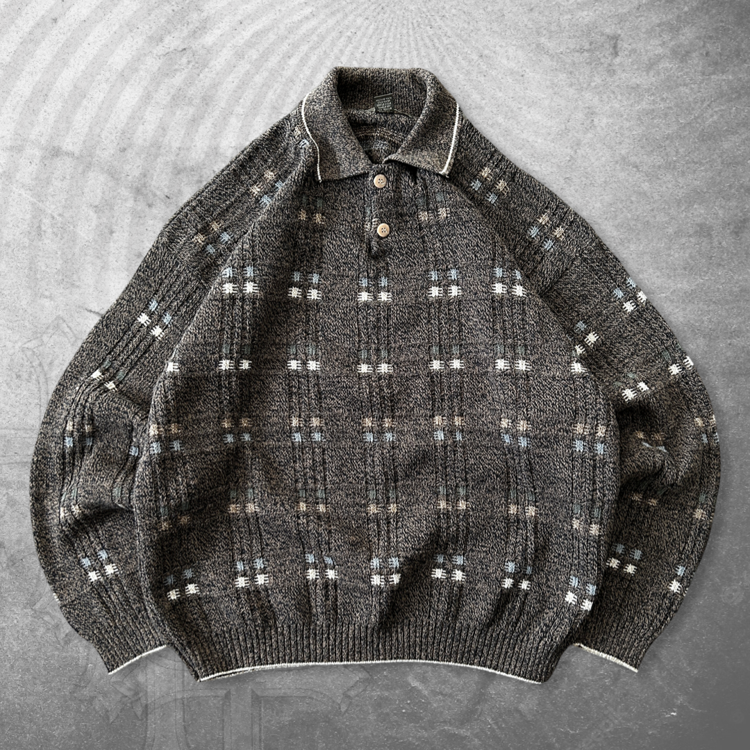 Earth Tone Henley Sweater 1990s (L)