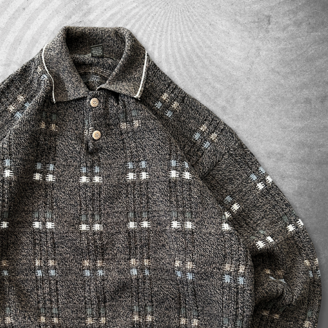 Earth Tone Henley Sweater 1990s (L)