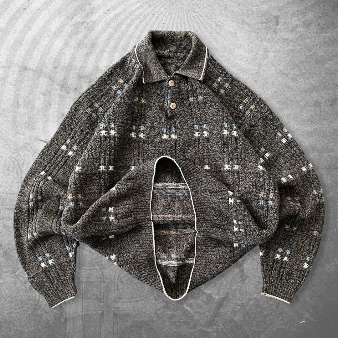 Earth Tone Henley Sweater 1990s (L)