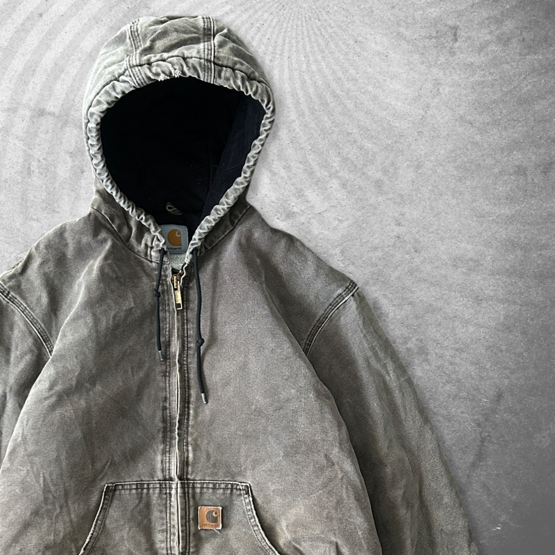 Faded Brown Carhartt Hooded Work Jacket 1990s (M)