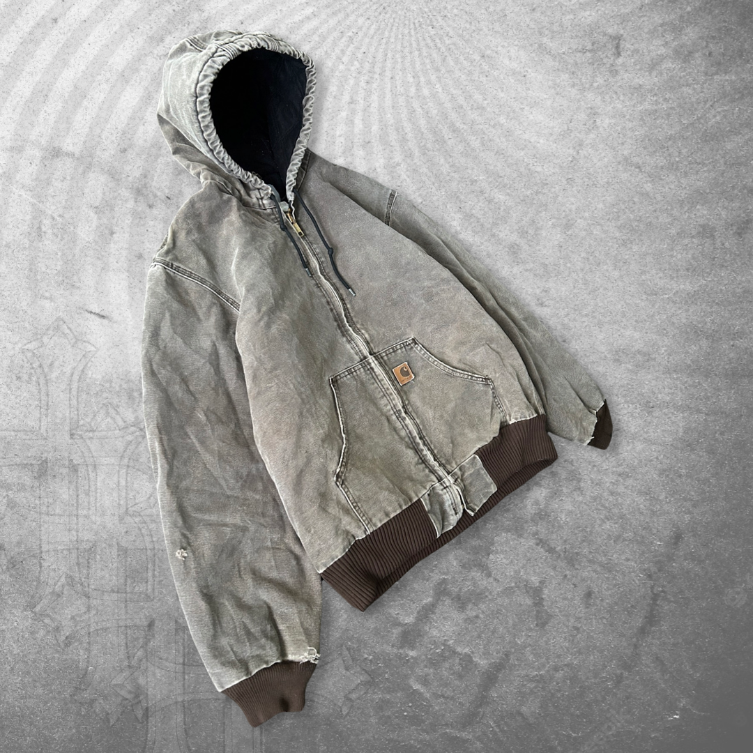 Faded Brown Carhartt Hooded Work Jacket 1990s (M)