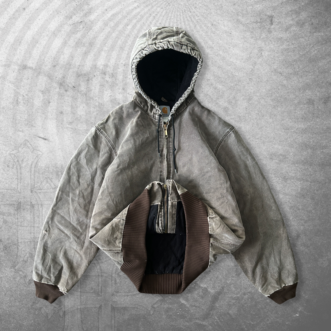 Faded Brown Carhartt Hooded Work Jacket 1990s (M)