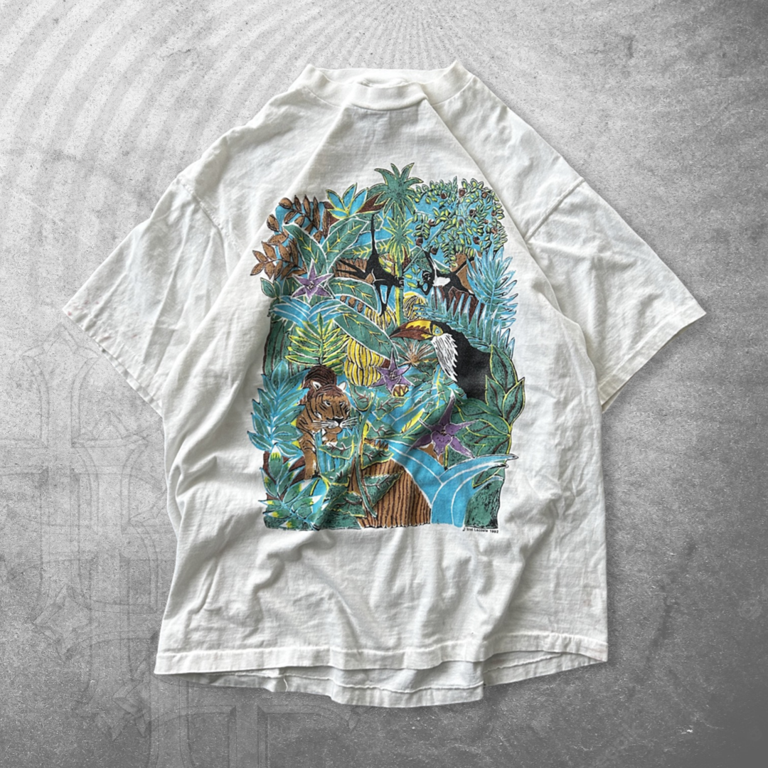 White Distressed Lacoste Jungle Shirt 1992 (L)