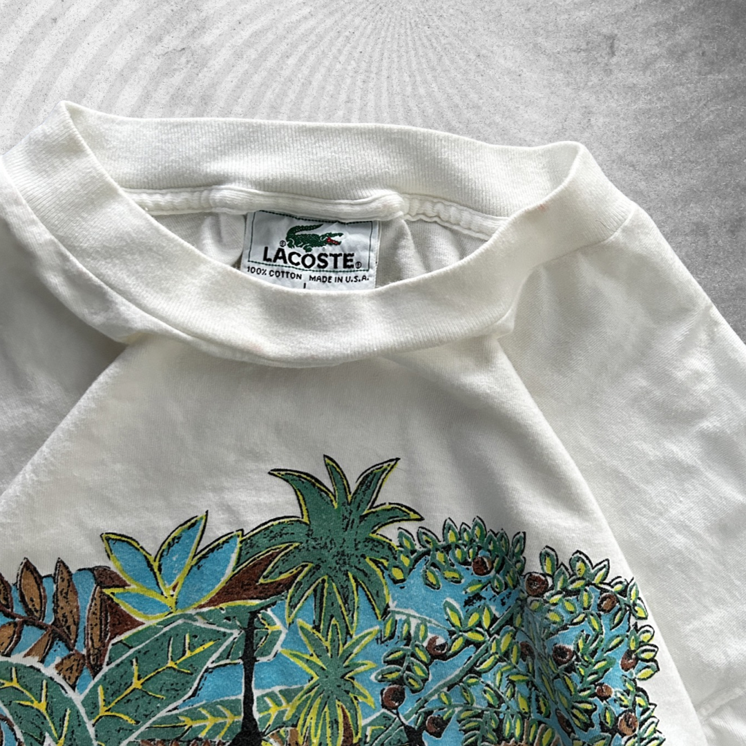 White Distressed Lacoste Jungle Shirt 1992 (L)