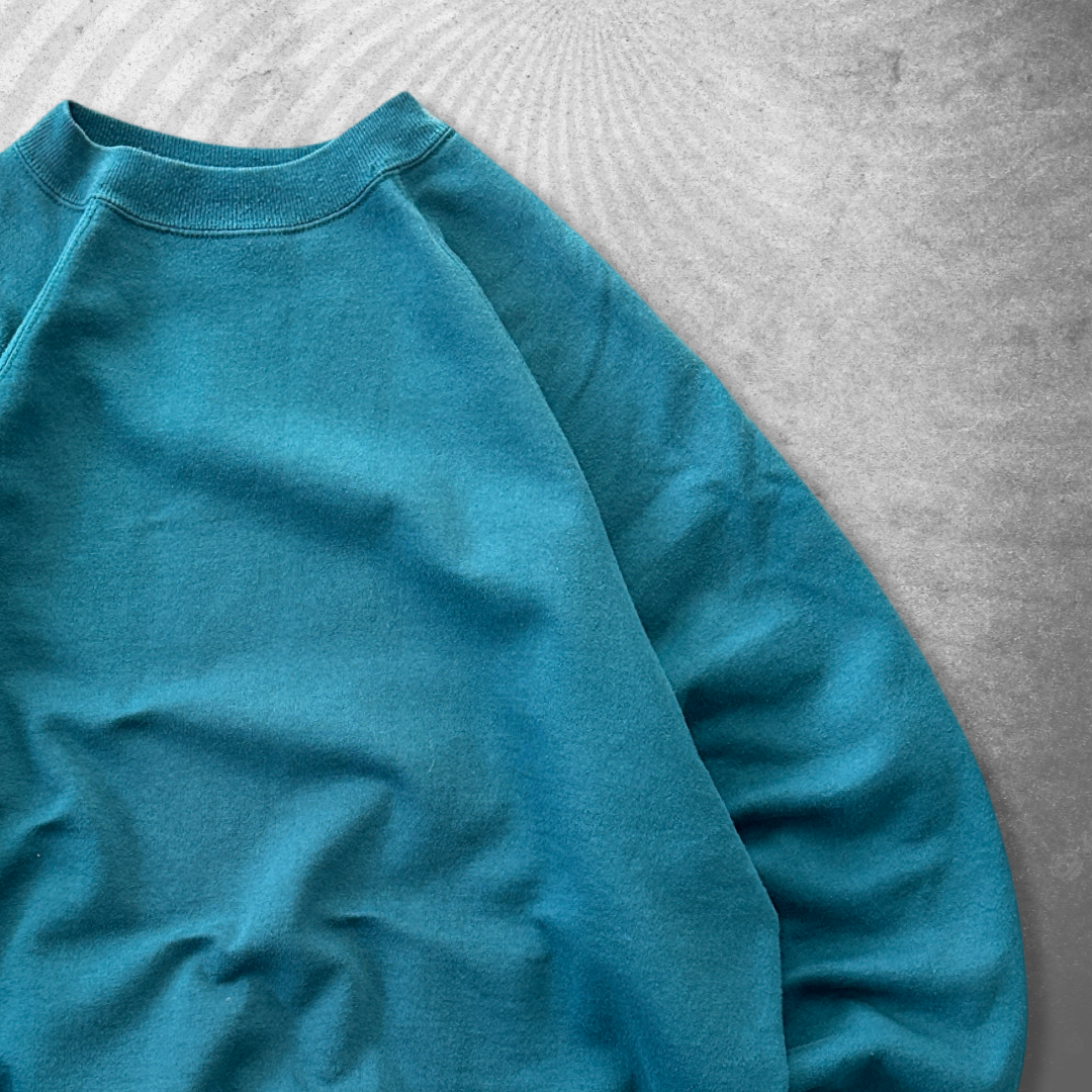 Teal Blank Sweatshirt 1990s (XL)