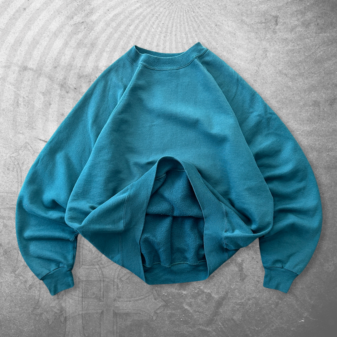 Teal Blank Sweatshirt 1990s (XL)