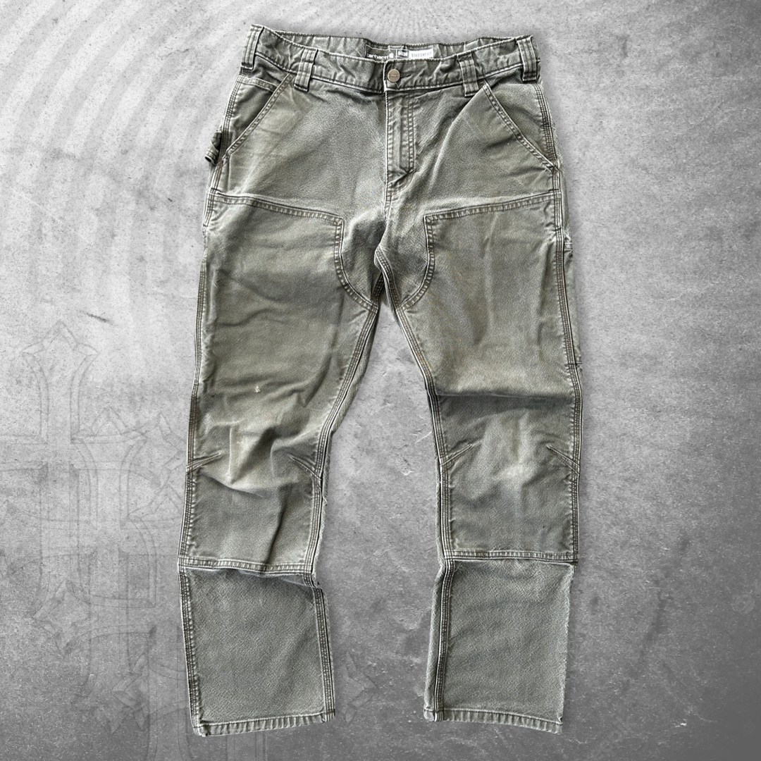 Sage Green Carhartt Double Knee Pants 2000s (34x30)