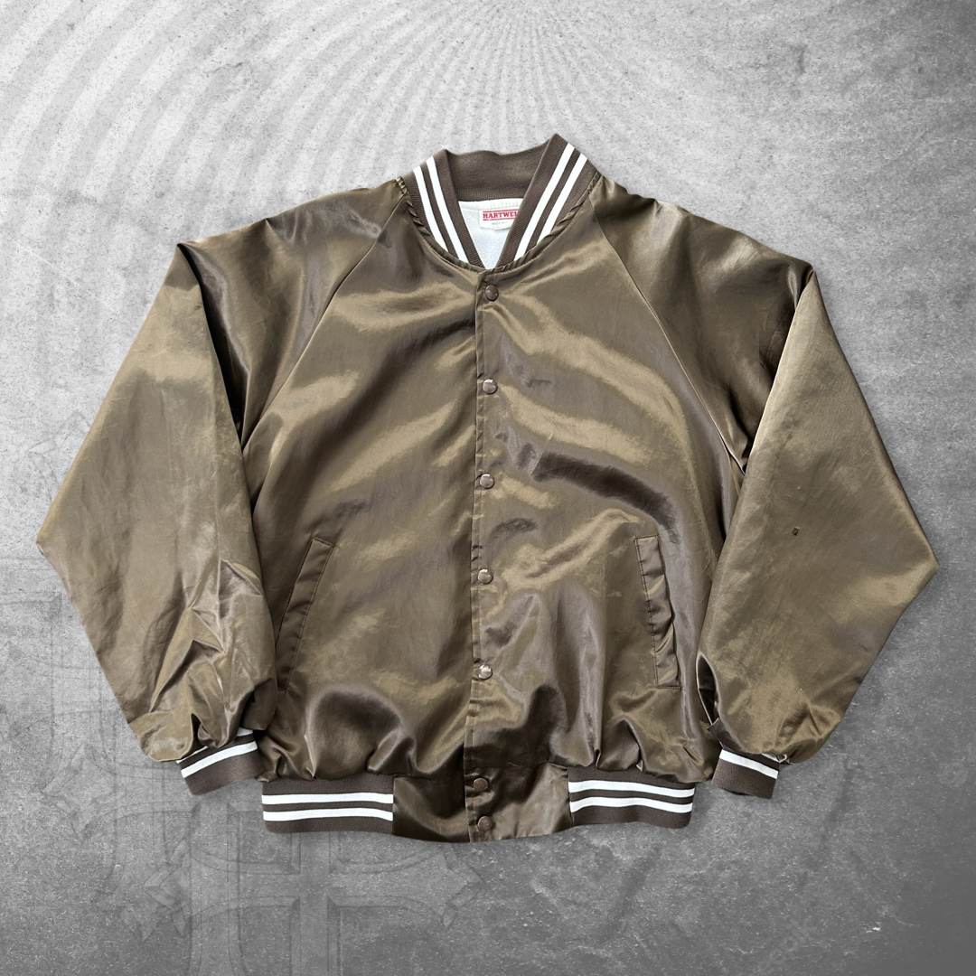 Mocha Brown Varsity Snap Jacket 1990s (L)