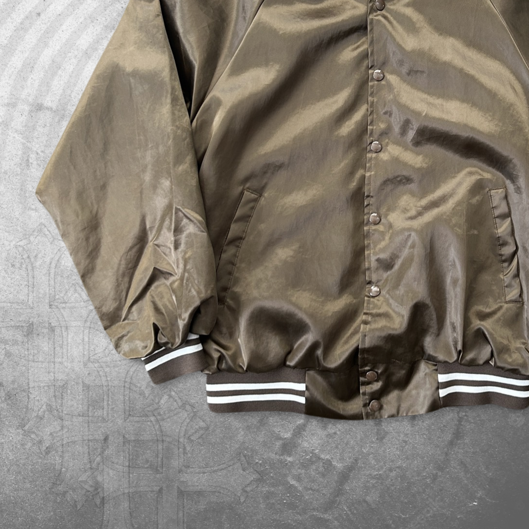 Mocha Brown Varsity Snap Jacket 1990s (L)