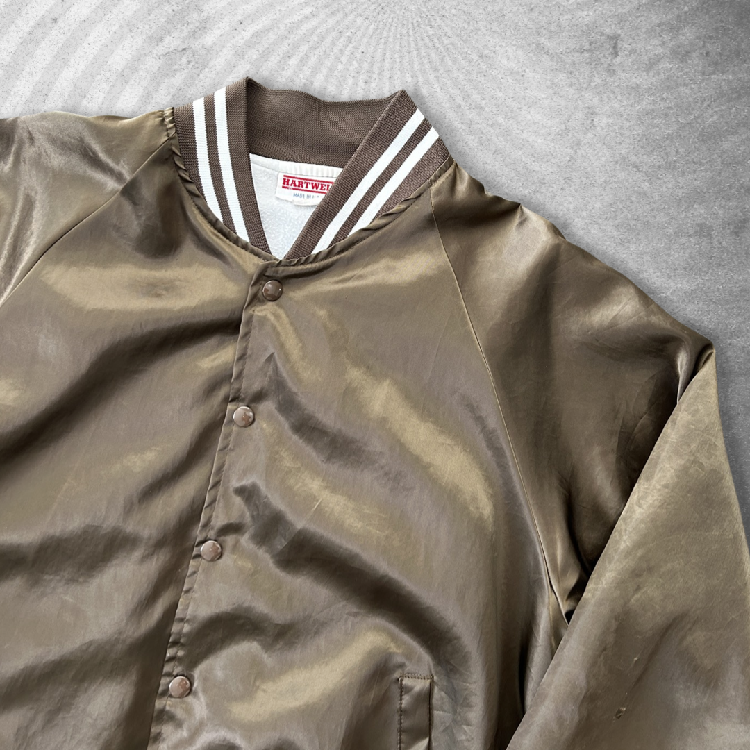 Mocha Brown Varsity Snap Jacket 1990s (L)