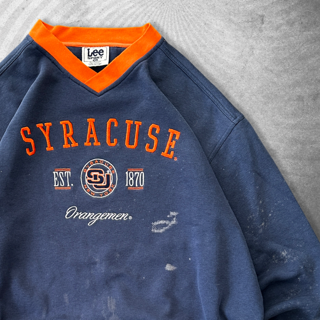 Distressed Navy Syracuse Sweatshirt 1990s (XL)